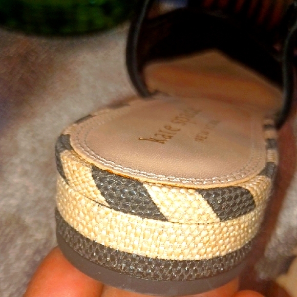 Kate Spade Beige and Black Striped Flats with Bow